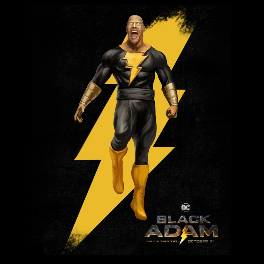 Black Adam film key art with cinematic title treatment and campaign artwork.