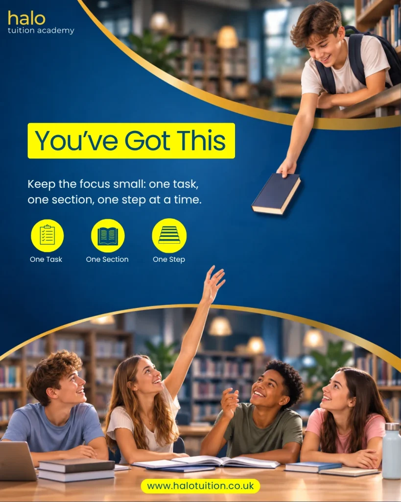 Halo Tuition Academy social post: You've Got This, one task, one section, one step at a time.