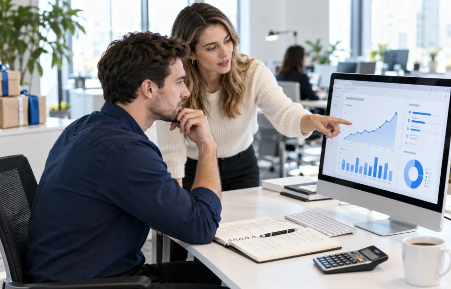 Calendar timeline from October to December with a rising ad cost line and four budget phases